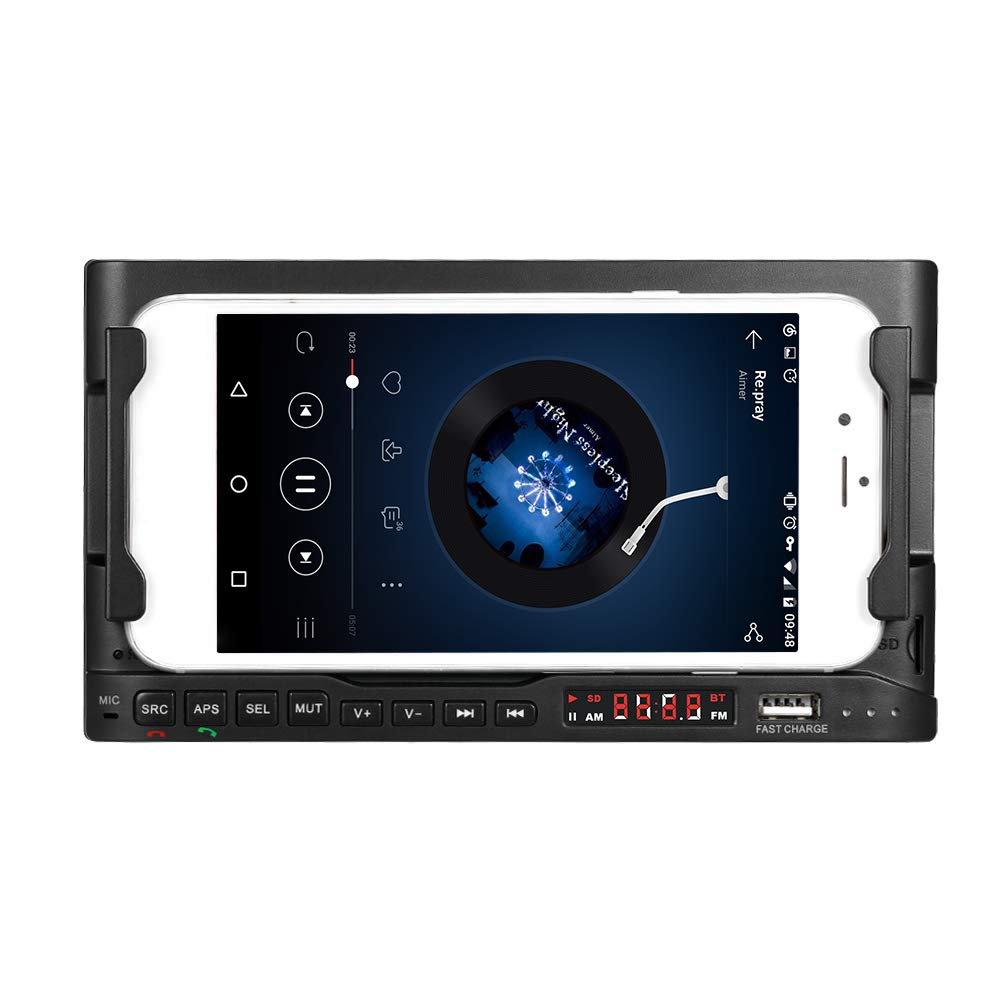 Wielofunkcyjny uchwyt samochodowy do telefonu z radiem Bluetooth 5.0, bezprzewodową ładowarką 15 W i portem szybkiego ładowania USB, odtwarzaczem MP3 AM FM do samochodów bez