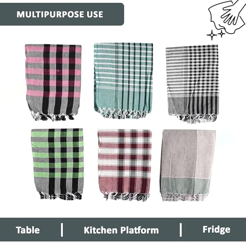 Image of Kuber Industries Pack of 24 Cotton Kitchen Cloth /Napkins | Fridge Kitchen Cleaning & Checkered Roti Napkins | 19x19 Inches - Multicolour