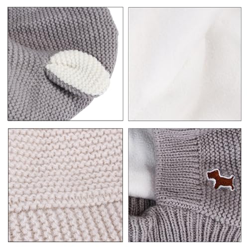LERTREEUK Haustier-Strickmütze Winter Warme Hundemütze Balaclava Thermokopfbedeckung mit niedlichen Ohren für große Hunde (Grau)