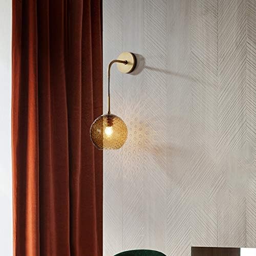 PARETE LED Slaapkamers Wandlampen, Globe Wand Mounted Lamp Retro Roze Glas 1 Gloeilamp Gewapende Blaker Licht Creatief LED Wandlamp bedlampje in messingafwerking for Hotel Restaurant Slaapkamer Corridor (C photo 3