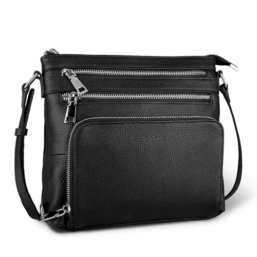 befen Genuine Leather Crossbody Bags for Women, Lightweight Medium Anti-Theft Shoulder Purse with Built in RFID Wallet