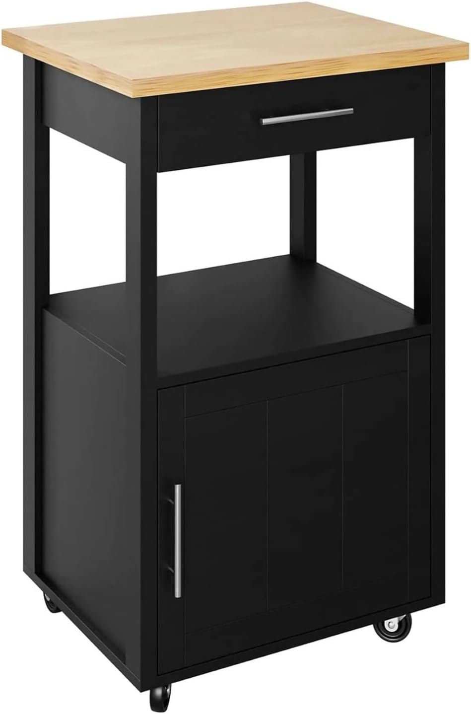 Storage Trolley Kitchen Island Cart with Storage,Rolling Side Table on Wheels, Cabinet for,Dinning Room, Black Shelving Organizer