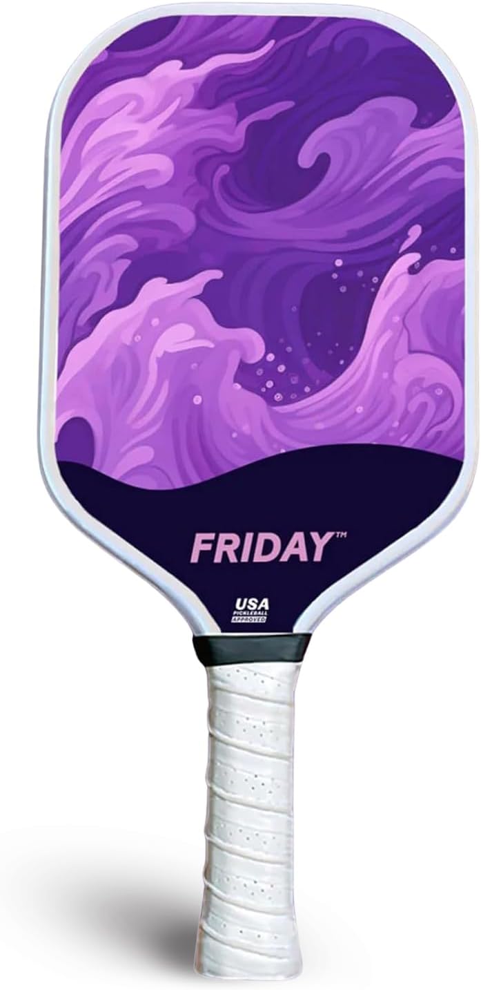 Friday Pickleball Paddle, USA Pickleball Approved, Durable Carbon Fiber, Thermoformed Unibody Design, Honeycomb Core, Gritty Surface for Spin | Durable Carbon Fiber, Honeycomb Core