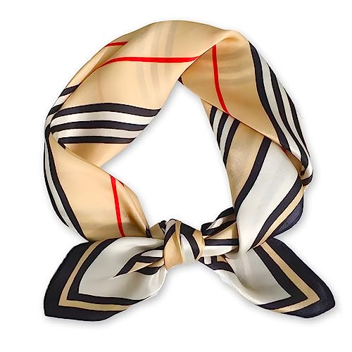 Ciormis 100% Mulberry Silk Scarf Fashion 21''X 21 Silk Small Square Hairband Neckerchief Head Scarf For Women (Style 1)