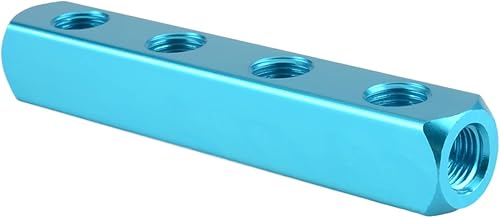 Miniatura 6 de Colector de aire, Colector de compresor de aire de 2 vías y 5 puertos, Divisor de bloque de colector en línea de manguera de aire de aluminio,