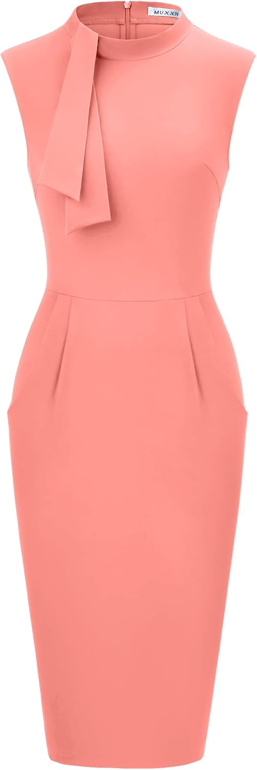 MUXXN Women's Audrey Hepburn Style Cute Little Black Dresses High Waist Bodycon Homecoming Dress - Image 3