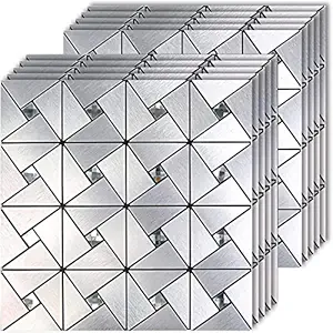 Pratiksha Mosaic Peel and Stick Backsplash Tile | Aluminum Tile Stick on Backsplash for Home Furniture, Kitchen, Self Adhesive (30cm x 30cm) (25)