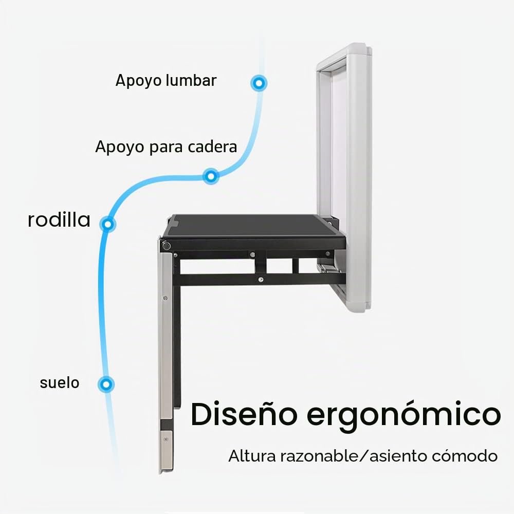 Hoconnie Taburete Plegable de Pared Silla para Cambiarse Los Zapatos Taburete Invisible de Pared Multifunción Ahorro de Espacio 150 kg (Champán)