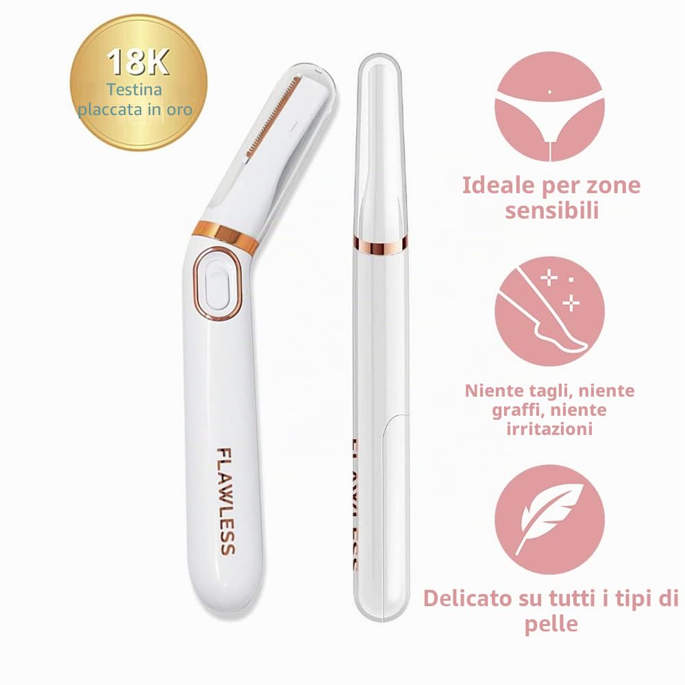 Finishing Touch Flawless Rasoio per bikini e rimozione dei capelli, rasoio per bikini e peli pubici per donne, rasoio intimo per uso a secco, depilazione indolore della linea bikini con luce LED,