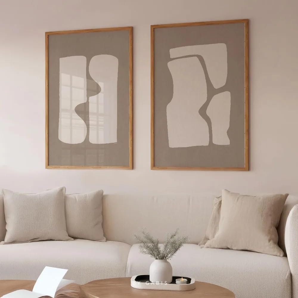 LTjiajuypd Modern Minimalist Wall Decor Art,Beige Brown Organic Abstract Canvas Printing Poster(35x50cm-2Pcs)