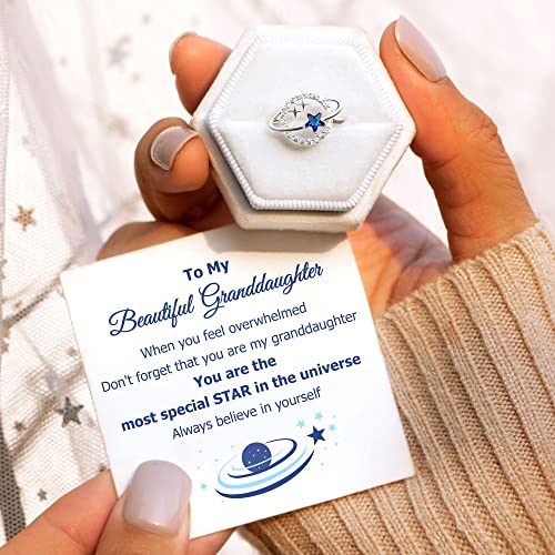 STORYJEWELLERY To My Granddaughter Star Ring, 925 Silver Planet Star Ring for Granddaughter, Grandma Granddaughter Gifts2