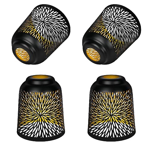 Image of Pendant Light Shade, Ceiling Fan Light Covers Replacements Etched Chrysanthemum Metal Lampshade 4 Pack, 1-5 /8 inch Fitter, 5.6 inch Height and 5 inch Diameter Fits for Lamp Shade