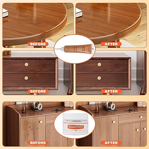 Image of Walnut Wood Filler Kit,Wood Putty with 3 Color Laminate Floor Repair Kit for Scratch Cover & Restore Laminate Scratch, Cracks, Hole, Restofinisher Wooden Door, Furniture, Table, Cabinet