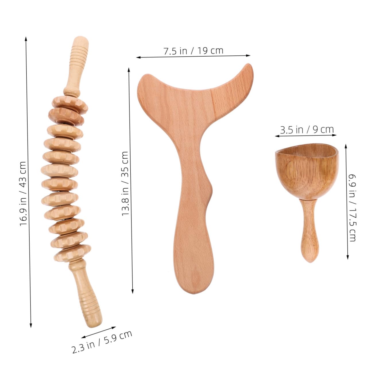 Kit 3 in 1 per Massaggiatore Linfodrenante in Legno Strumenti per Massaggio Corpo Compatti e Portatili Corda per Relax e Benessere