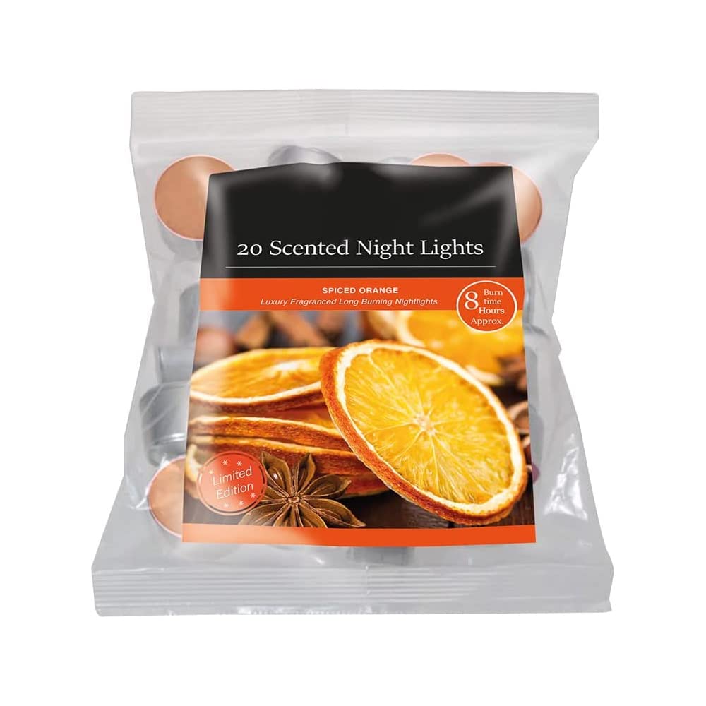 PHG Long-Lasting Refreshing Tealight Candle | Orange Tealight | Decorative Tealight Candles | Cotton Wick Tealight | Romantic Tealight | Scented Household Candles | Long Burn Candles | Spiced Orange
