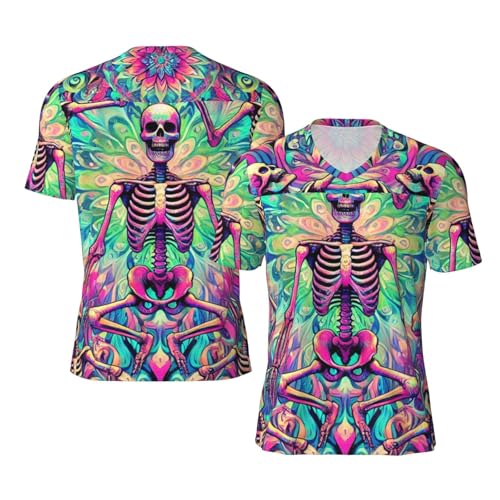 Stylish Athletic Sports Jersey Halloween-Skeletons-Party Men's Rugby Jersey Xx-Large Black