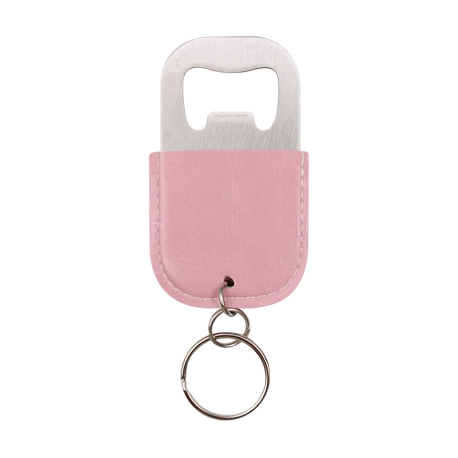 Bottle Opener Keychain, Mini Stainless Steel Pu Leather Integration Lightweight Ergonomics Beer Bottle Opener,Multi-Scenario Adaptation Wear-Resistant Non-Slip Corkscrew for Beer Soda Keyring (Pink)