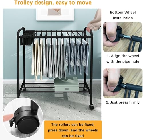 Cintre multifonctionnel sur roulettes pantalon robe solution rangement - 6