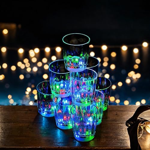 mushroomcase 24 pcs 2 oz Flash Light up Cups Flashing Shots Glasses For New year party, Birthday party Festival