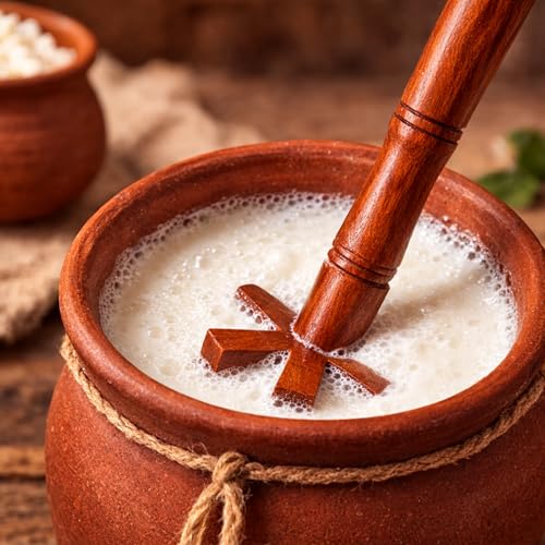 Image of Slynuss | Buttermilk Churner Wooden | Butter Churner for Home, Dahi Maker & Butter Maker | Mathani for Buttermilk /Majjiga Kavvam, Dal Ghotni Wooden | Sheesham Wood, Naturally Non-Stick (28 X 8 CM)