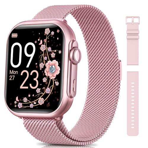 Sanorum Relógio inteligente mulher com 1000 mAh bateria, autonomia 100 dias 5 ATM Smartwatch mulher com função feminina/sonho/pulsómetro/calorias/pedómetro 120 modos desportivos Android iOS rosa