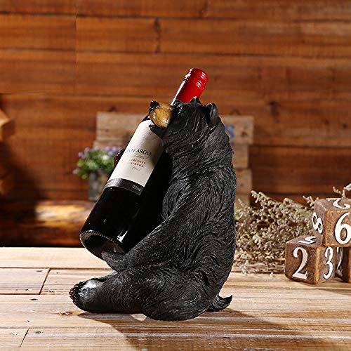 Statue d'ours en résine et porte-bouteille rétro pour étagère