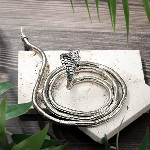 Blindery Punk Snake Necklace Multi-Purpose Choker  Adjustable Snake Bracelet For Halloween Party (Silver -2) #TOP1