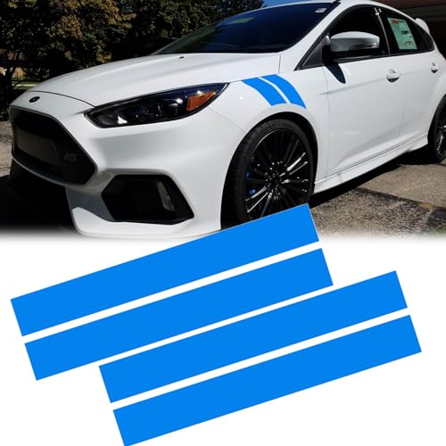 Image of x xotic tech 4X Blue 21.22 inch x 3.54 inch Wrinkle-Free Hood Hash Mark Front Fender Racing Rally Double Stripes Sticker Vinyl