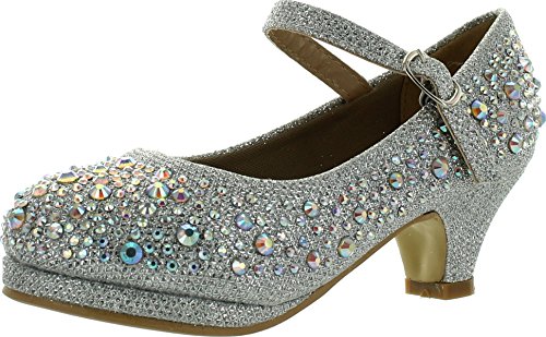 Titan Mall Forever Kids Dana-58k Mary Jane Dress Pumps, Silver 11 M US Little Kid