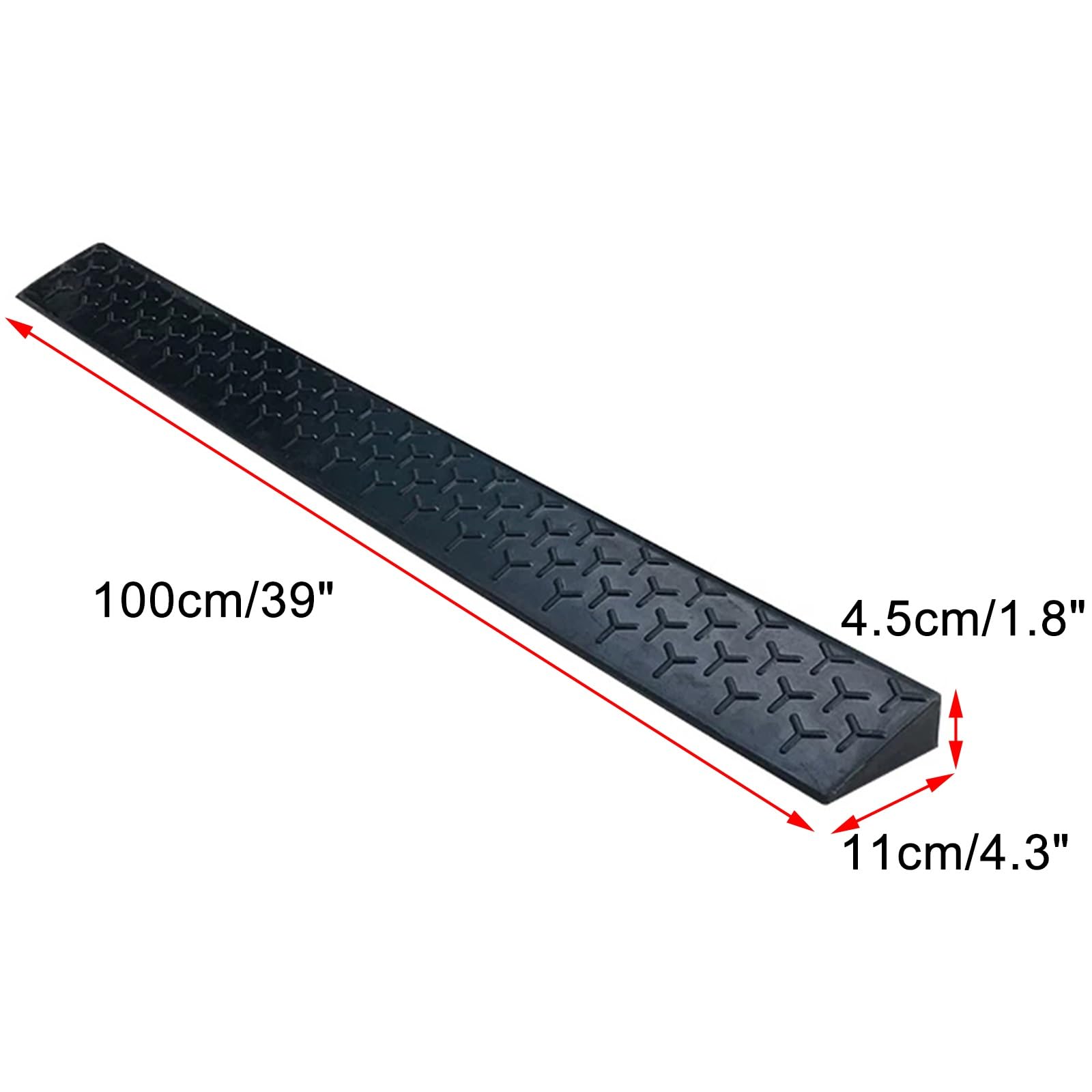 Goma Rampas para Coches, Rampa Escalon Antideslizante, Capacidad de 1000 kg, para Garajes Aceras Coches Patinetes y Bicicletas(100x11x4.5cm/39x4.3x1.8in)