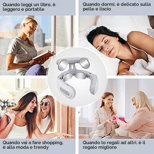 Massaggiatore cervicale per dolore al collo, massaggiatore portatile intelligente con funzione di calore, ricarica USB, massaggiatore per rilassare il collo, massaggio a casa, all'aperto, per donne e