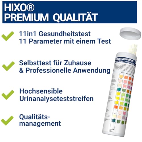 100x Urinstreifen mit 11 Indikatoren Gesundheitstest für Zuhause & Professionell Urin Teststreifen – Urinanalysestreifen Selbsttest | Ketone Glucose pH-Wert
