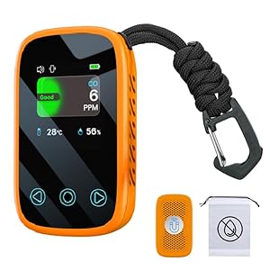 [3-in-1] Carbon Monoxide Detector | Humidity | Temperature, Portable Co Gas Monitor with Lanyard, Air Quality Sensor for Outdoor Camping Travel RV Car