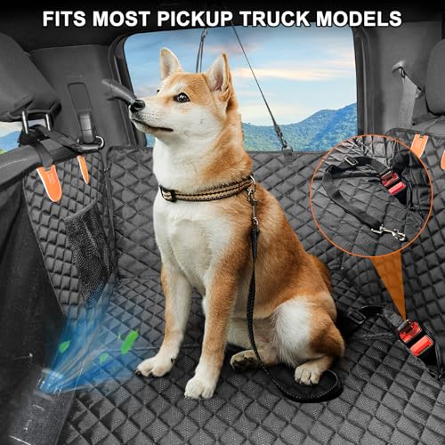 JOEJOY Hundedecke Auto Rückbank für Pickup-Trucks, 147x73cm Hunde Autositz Rückbank Verbreitert, Hundesitzbezug mit Harter Unterseite, Autoschondecke Hund Rücksitz Wasserdicht Kratzfest