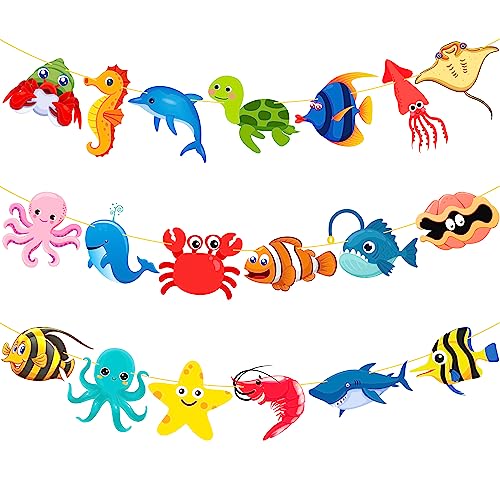 2Pcs Sea Animal Banners Under The Sea Party Decoration Sea Animals Life Banners For Ocean Theme Party Birthday Party Decorations Under The Sea Baby Shower Supplies #TOP4