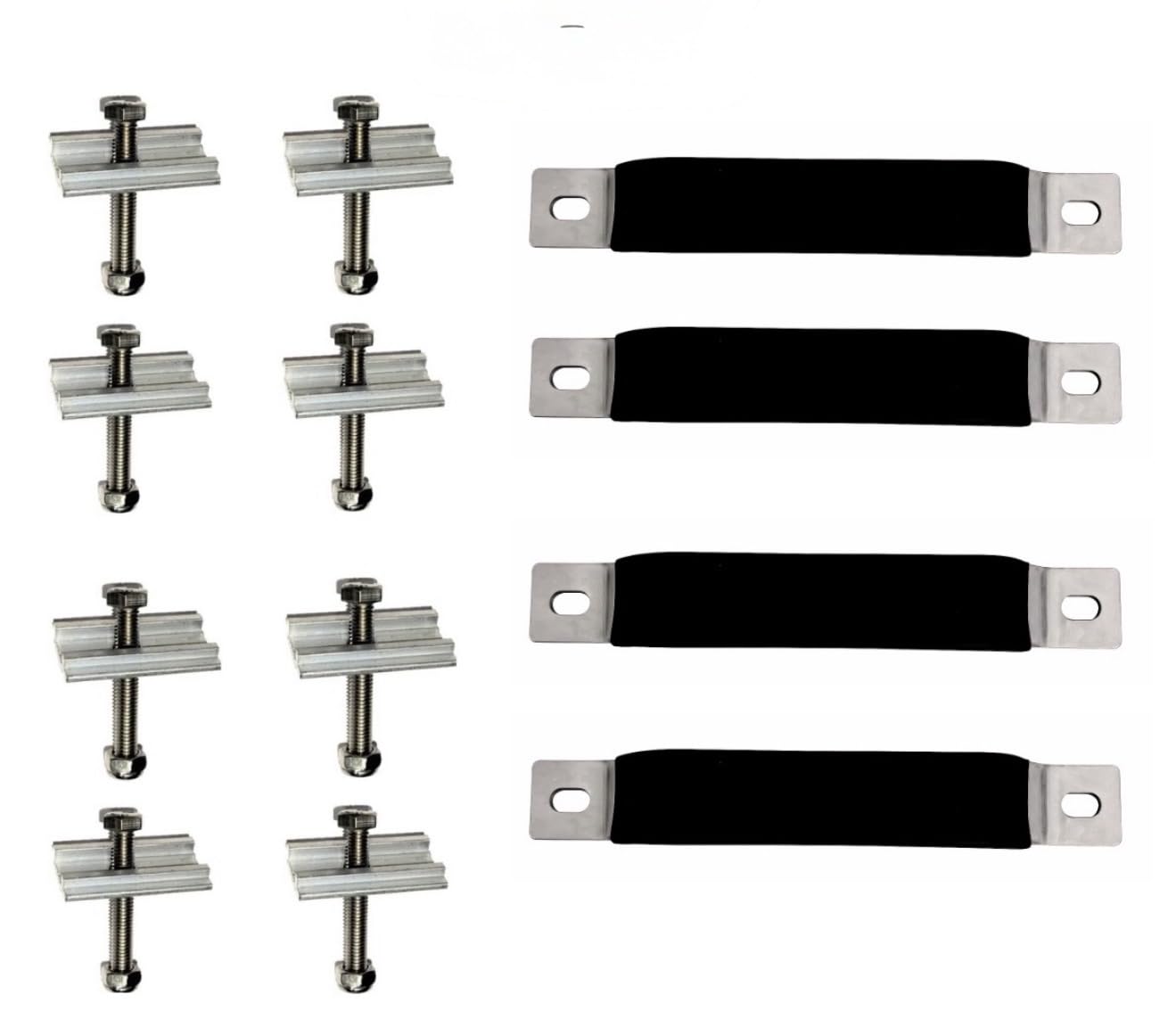 Roof Top Tent Superior Easy Installation Full Mounting Kit - Premium Rubber Padded 4 x Mounting 'U' Brackets - 8 Sliding Plates + 8 Stainless Steel M8 45mm Channel Bolts - 8 Nylon Nuts
