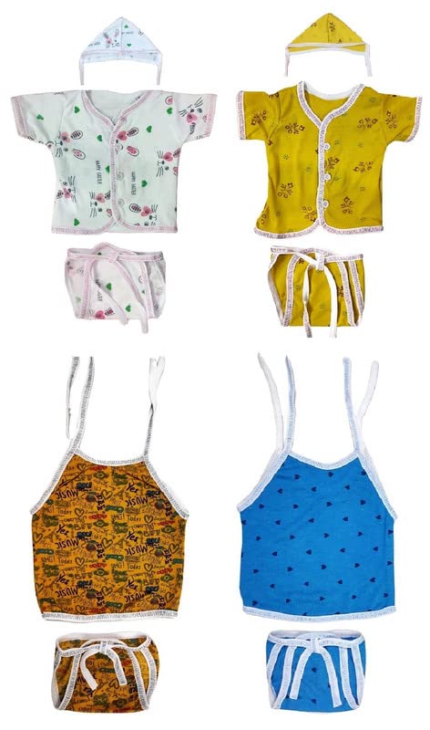 Image of TANGY Hosiery Newborn Baby Boy's and Baby Girls Jhabla Clothing Top Set(Pack of 4)