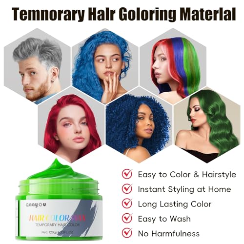 Cera temporal para cabello color verde lavable miniatura 5