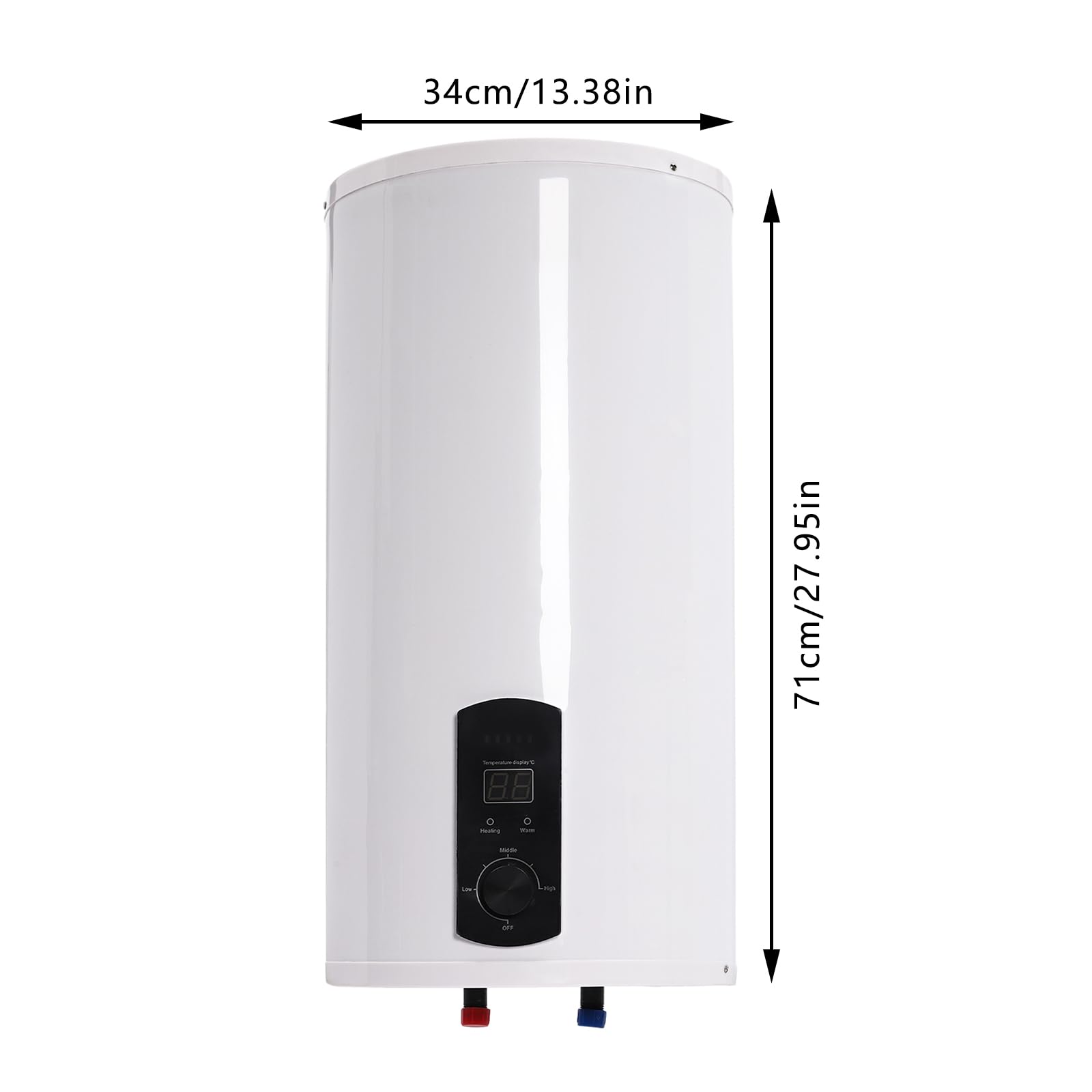 Scaldacqua elettrica 50 l, 2000 W, verticale montato a parete, pompa di calore, scaldabagno elettrico con indicatore LED, 25-75°C, contenitore interno smaltato, risparmio energetico per cucina e bagno