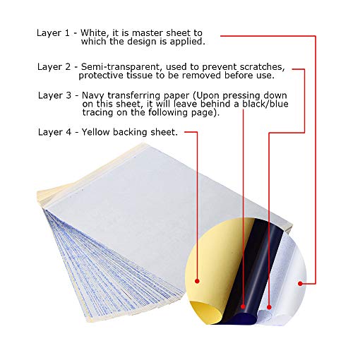 Anself transfer tattoo paper,100 Sheets Multifunctional A4 Transfer Paper for Tattoo Practice Apply with Transfer Paste (Not Included) - Thumbnail 6