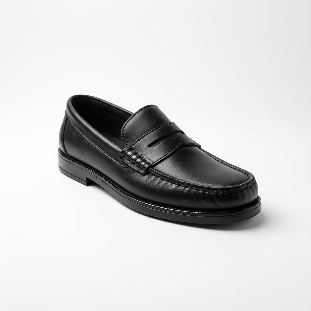 Zapatos Mocasines Hombre Cuero y Nobuck: Estilo Castellano de Vestir sin Borlas. Suela Dura Resistente y Acabado Brillante o Mate. Ideal Traje Boda y Uso Diario. Diseño Italiano Clásico y Moderno