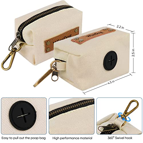 Wisedog Hundehalsband und Leine Set Combo: Einstellbare langlebige Haustier Halsbänder mit Hundeleinen für kleine mittlere große Hunde, enthält einen Bonus von Poop Bag Holder (S, Beige)