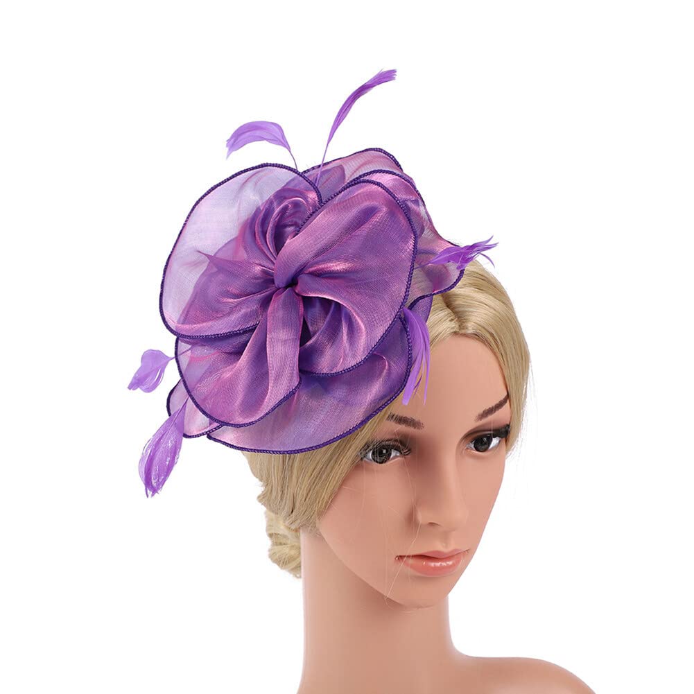Amazon.com : ihreesy Fascinators Hat,Flower Mesh Feathers  display picture 1