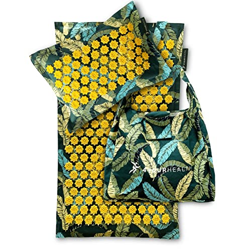 4YourHealth Akupressurmatte & Kissen - Ideal Set zur Erleichterung der Kopf-Nackenschmerzen, Akupressur - Kokosfasern, Massage Matte & Akupressurkissen, Akupunkturmatte, Akkupressurmattematte Cover