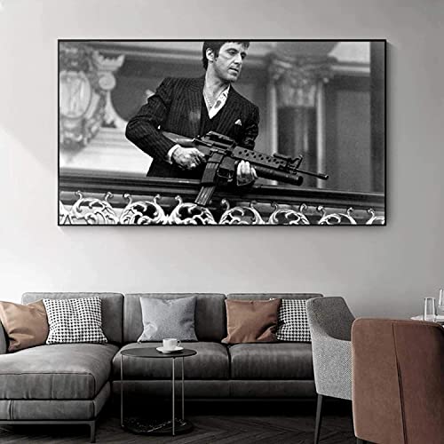 ZZXCHG Imprimir En Lienzo 30x50cm Film Tony Montana Stampa in bianco e nero Stampa fotografica moderna familiare Camera da letto Decor poster Senza Cornice