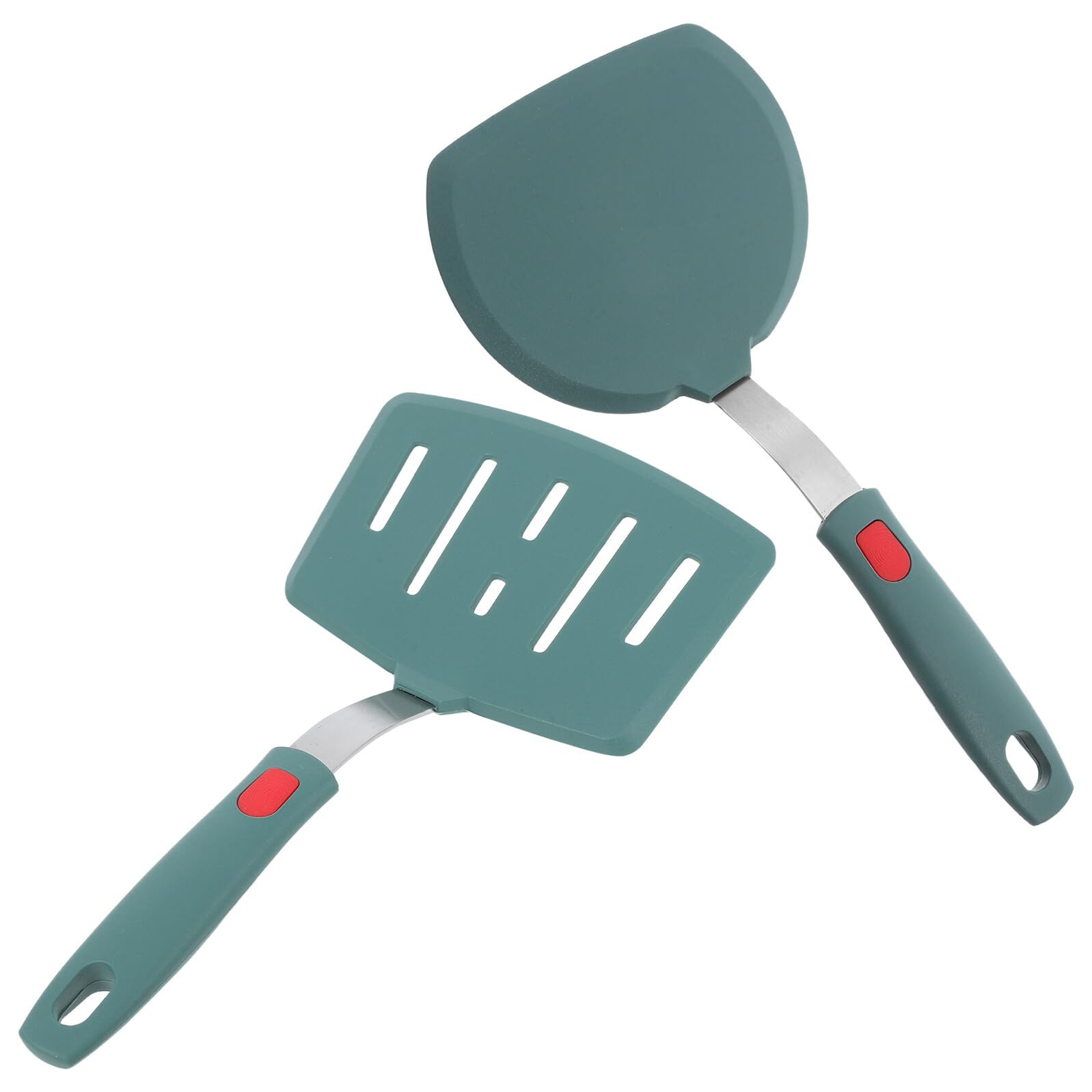 Silikonspatel mit Schlitzen, 2 Stück, Breites Design, Edelstahl