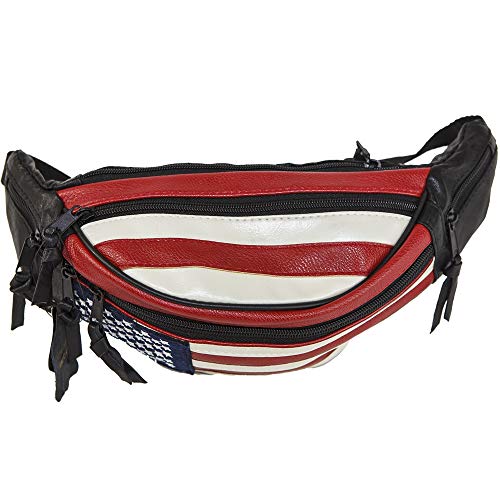 Usa Flag Fanny Pack Stars & Stripes Belt Bag Travel Purse Waist Bag Real Leather #TOP2