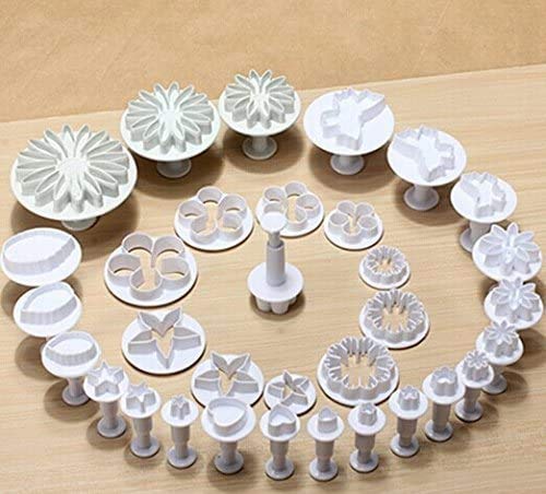 Image of First Try 33 Piece Fondant Cake Cookie Plunger Cutter Sugarcraft Flower Leaf Butterfly Heart Shape Decorating Mold DIY Tools