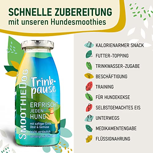 SmoothieDog Eiswürfelform aus Silikon + 6x Trinkpause (Ente) je 250ml Hundesmoothie - Hundeeis selber machen - BPA-frei, Eisform, Herz, Stern, Pfote, Knochen, Eiswürfelform, Hundekekse backen