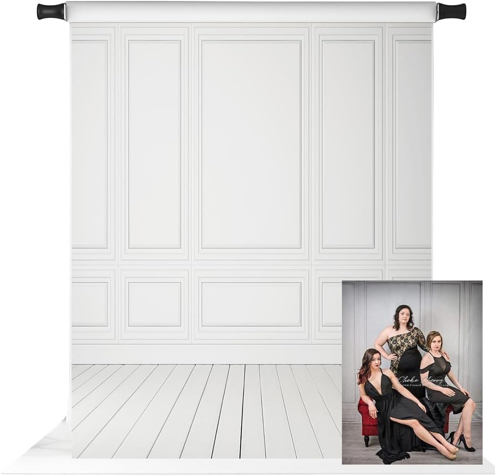 Kate 5x7ft White Grey Wall Photography Backdrop Classic Vintage Texture Wood Floor Background Portrait Backdrop for Photo Studio